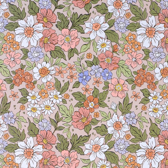 12" x 12" Retro Quaint Brown Flowers Cardstock Paper by Recollections™